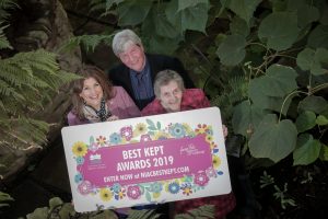 (2) Entries are now open for the 2019 Best Kept Awards, sponsored by George Best Belfast City Airport. The awards seek to find the best kept schools, towns and villages, and healthcare facilities across Northern Ireland. Launching the awards at the Tropical Ravine in Botanic Gardens, Belfast, from left, is from left, Michelle Hatfield, Director of Corporate Services at Belfast City Airport; Joe Mahon, Patron of the NI Amenity Council and Doreen Muskett MBE, President of the NI Amenity Council. For more information or to enter the awards please visit www.niacbestkept.com.