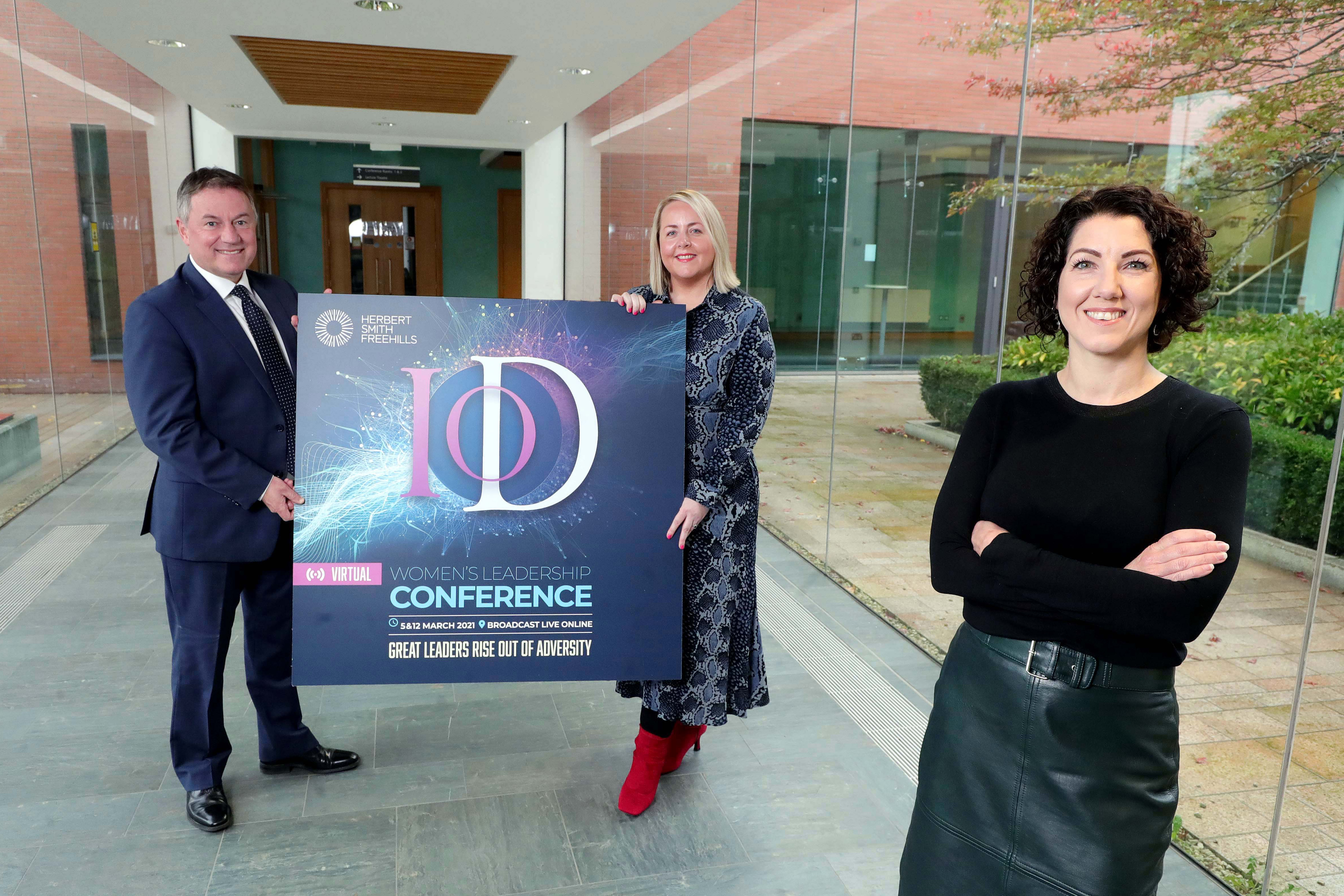 IoD Women's Leadership Conference Launch with Gordon Milligan, Kirsty McManus and sponsor representative Lisa McLaughlin
