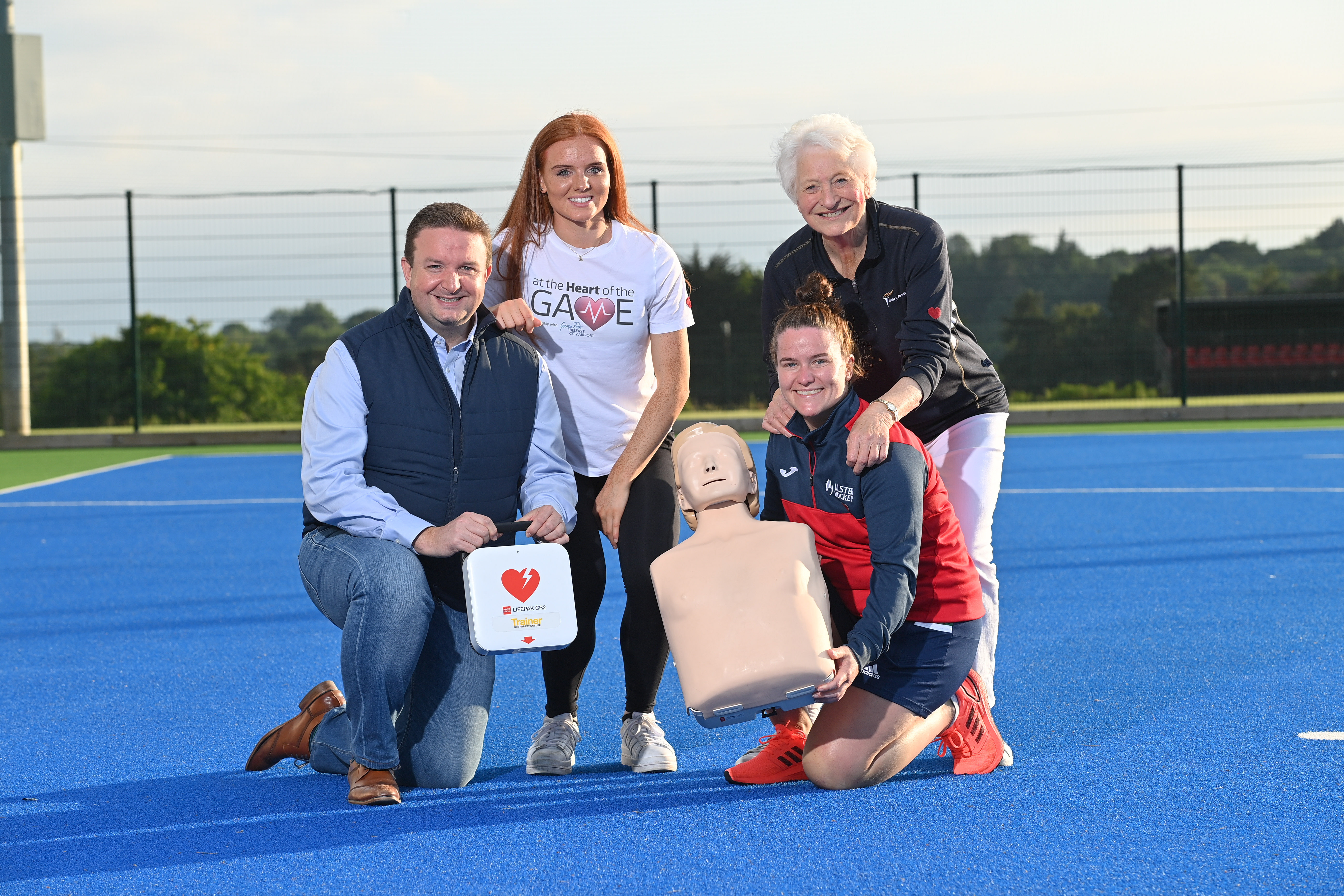 Anna Pim, Stephen Patton, Lady Mary Peters and Dr Shirley McCay celebrate success of At the Heart of the Game