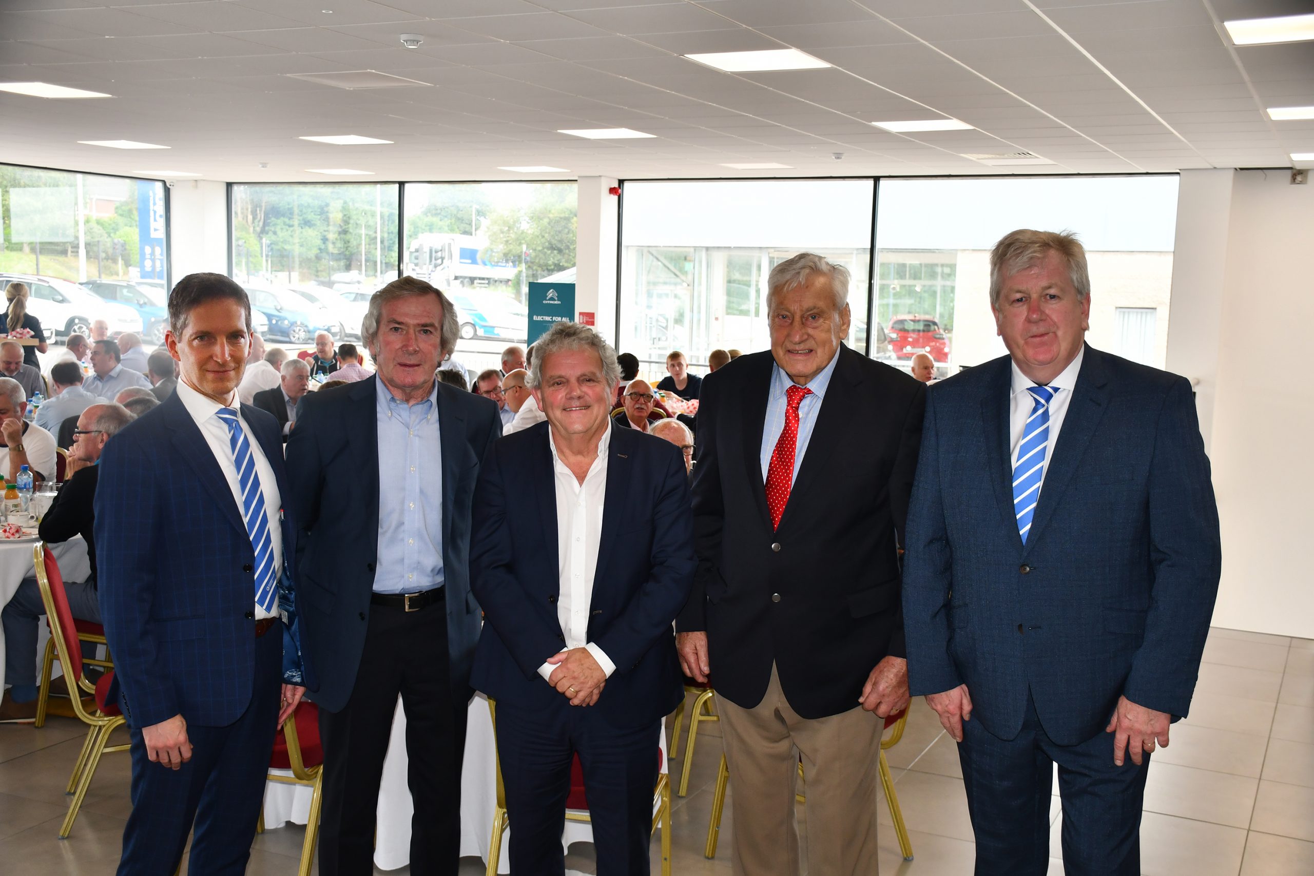 Paul Compton, Pat Jennings, Adrian Logan, Willie John McBride and Raymond Donnelly at business breakfast