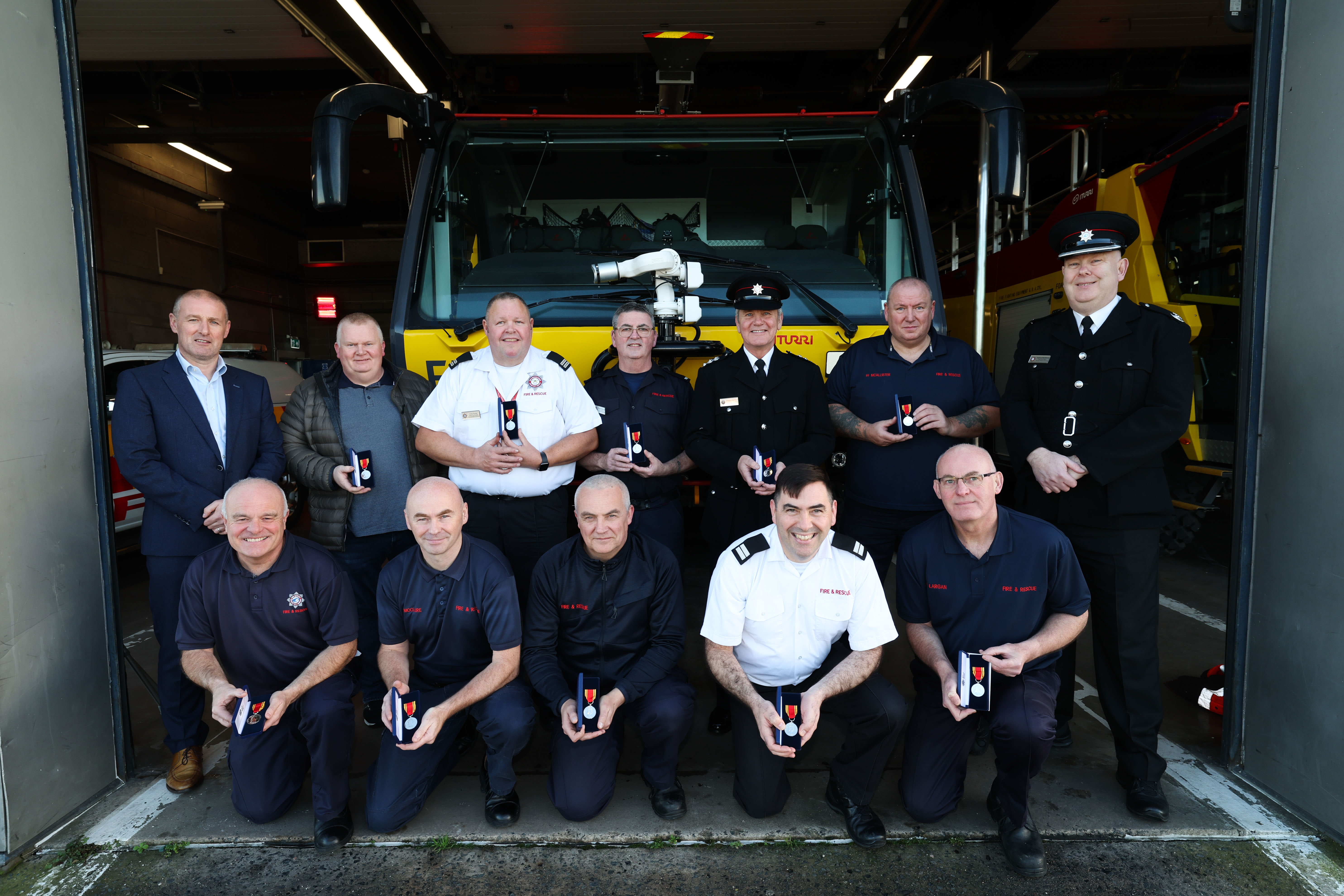 Belfast City Airport firefighters honoured for Long Service and Good Conduct