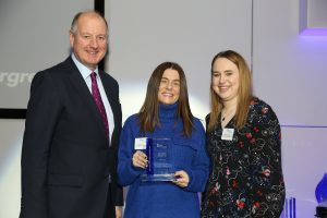 Fiona Byrne and Gemma McAuley of Kilwaughter Minerals picks up health safety accolade at prestigous Mineral Products Association awards